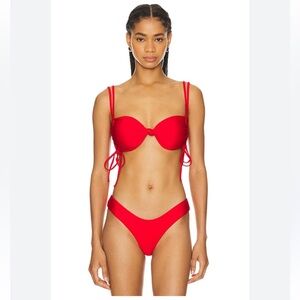 LPA Red Bikini Set - Double Strap Top & V-Cut Bottom